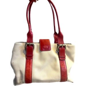 Antonio Melani Handbag in Tan/Cream with Red Accents